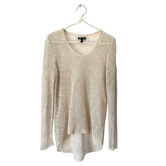 Eileen Fisher Linen Beige Tan V-Neck Knit Long Sleeve Sweater size XS - Picture 4 of 7